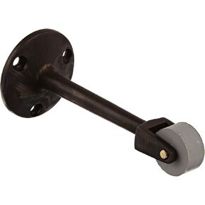 Rockwood 456.10B Bronze Straight Roller Stop, #8 X 3/4" OH SMS Fastener, 4-9/16" Projection, 2" Base Diameter, Satin Oxidized Oil Rubbed Finish