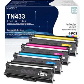 TN433 Toner Cartridge Replacement for TN 433 TN431 TN 431 Toner for Brother Laser HL-L8260CDN HL-L8260CDW HL-L8360CDW HL-L8360CDWT HL-L9310CDW HL-L9310CDWT Printer (4 Pack,Black Cyan Magenta Yellow)