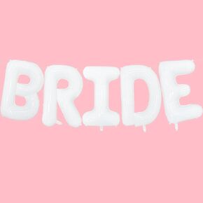 40 Inch White BRIDE Letter Balloons Banner, Large Nylon Foil Alphabet Balloons for Bridal Shower, Bachelorette Party, Engagement, Wedding Decorations and Photo Booth Backdrop Supplies