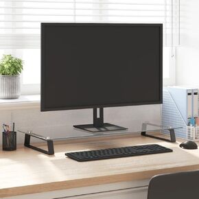 Improve Comfort with Monitor Stand, Ergonomic Glass and Metal Design, Additional Storage Space, 31.5" x 13.8", Black