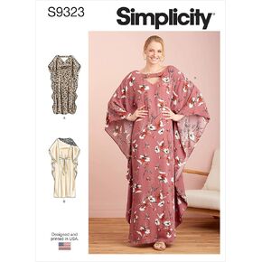 Simplicity Misses' Caftan Sewing Pattern Kit, Code S9323, Sizes XS-S-M-L-XL, Multicolor