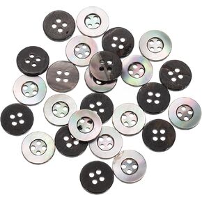 uxcell 25 Pcs Natural Shell Buttons, 4 Hole 11.5mm Mother of Pearl Buttons for Shirt Clothes Coats Suits Jacket Jeans Skirts Sewing Craft DIY Decoration, Black (Wide Edge)