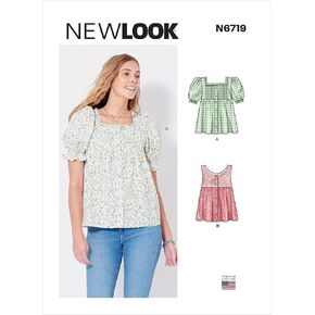 New Look Misses' Square Neck Top Sewing Pattern Kit, Code N6719, Sizes 8-10-12-14-16-18, Multicolor