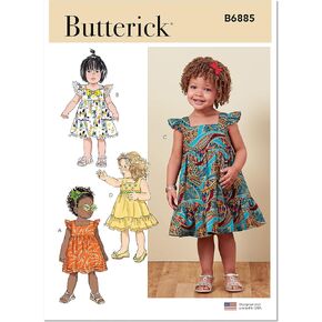 Butterick Toddlers' High Waisted Dress Sewing Pattern Kit, Design Code B6885, Sizes 1/2-1-2-3-4, Multicolor