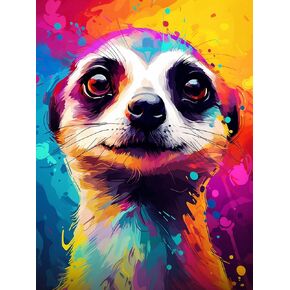 LOMSIOY DIY 5D Diamond Art Kits for Adults, Meerkat Diamond Painting Kits for Beginner, Animal Diamond Art with Round Full Drill Rhinestone Crafts Gem Arts for Home Wall Decor 12 * 16 inch