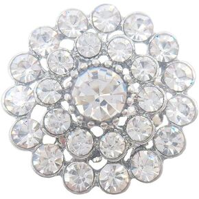 10 PCS Metal Sewing Buttons with Rhinestone Silver 0.8"