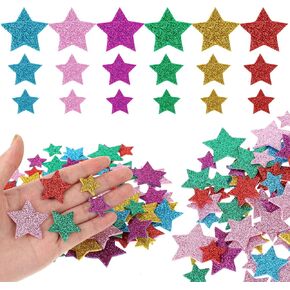270pcs Self Adhesive Star Stickers Holographic Small Decals Colorful Glitter Foam Sticker for Home Birthday Party Star Shaped Wall Stickers for Scrapbooks Greeting Cards Graduation Decoration