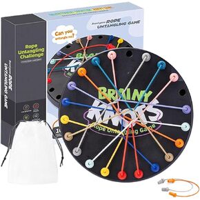 Brainy Knots Rope Untangling Game, Strategy Board Game Rope Untangling Challenge Game, Colorful Twisted Tangler Rope Knots Untangle Stack Puzzle Sorting Board Game