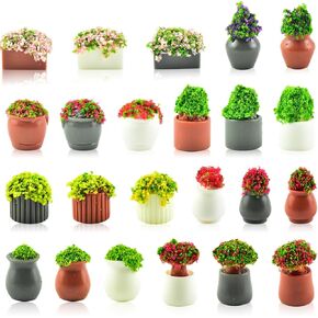 23 Pieces Mini Potted Plant for Crafts Dollhouse Miniatures Resin Plants Flowers for Dollhouse Furniture Bedroom Mini Garden Plants