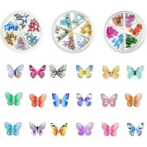 90pcs Micro Resin Butterflies Miniatures, 3D Butterfly Nail Charms, Nail Decorations and Tiny Butterflies for Crafts (90pcs)