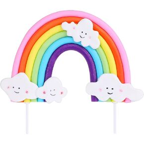 Rainbow Cake Topper Pottery Rainbow Party Cake Decorations Colorful Cloud Cakes Toppers for Birthday Cakes Decorations Party Wedding Favors Supplies