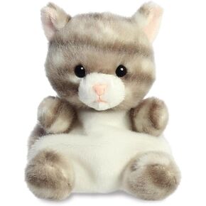 AURORA, 33614, Palm Pals Silver Kitty Cat, 5In, Soft Toy, Grey & White