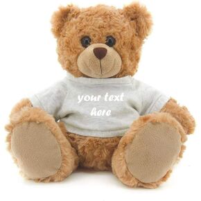 Plushland Teddy Bear 11 Inch, Stuffed Animal Personalized Gift - Great Present for Mothers Day, Valentine, Graduation, Birthday,Anniversary, get Well,Christmas (Mocha Bear, Baby Blue)