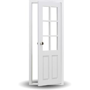 1/6 Scale Wooden Dollhouse 8 Panel Door with Glass– 8-Panel Design with Handles – Classic Design – Easy Installation– Multiple Colors Available (Clear Varnished)