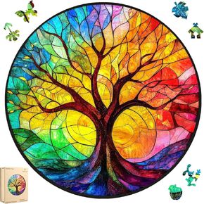 Coast Tree of Life 200 Pieces Wooden Jigsaw Puzzles for Adults Unique Irregular Shape Fun Challenging Puzzles for Kids and Couples for Birthday, Father’s Day, Christmas 11.2"x11.2"