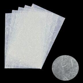 50 Sheets A4 Handmade Mulberry Paper for DIY Art Crafts - Natural Fiber Rice Paper Sheets, Ideal for Origami Paper, Decoupage Paper(White)