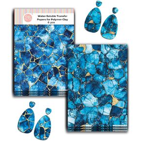 GOTO CLAY TOOLS Alcohol Ink Style Clay Transfer Paper – 6 Pcs, Transfer Paper for Polymer Clay, Ink Art Polymer Clay Transfer Sheet for Jewelry Making