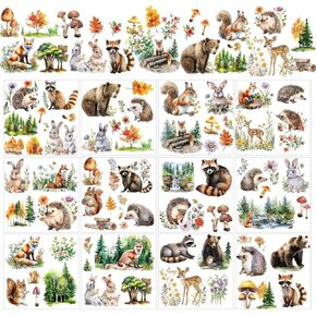AHANDMAKER 12 Sheets Forest Animals Rub on Transfers for Crafts, Rabbit and Fox Rub on Transfer Stickers, Raccoon Squirrel Rub on Decals Sticker for Glass Wood Paper Furniture DIY Home Decor, 5.5x5.5"
