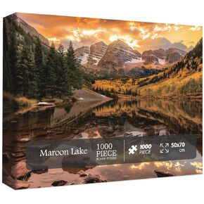 Nature Puzzle for Adult 1000 Piece, Mountain Lake Landscape Puzzle Scenery, Maroon Lake Jigsaw Puzzles Scenic