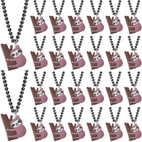 24 Pack Sloth Necklace Party Favors for Animal Themed Party Decorations, Baby Shower, Birthday, School Carnival Rewards, Photography Props, Classroom Prize