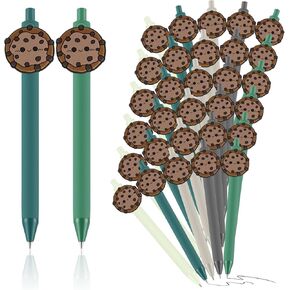 30 Pcs Scout Cookie Ballpoint Pen Bulk Retractable Writing 1. 0 mm Medium Point Black Ink Green Fancy Gift for Friend Troop Scout Leader Cookie Lover Gift Party Favor School Supplies