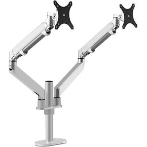 Dual Screen Display Stand Dual Monitor Stand Gas Spring Aluminum Alloy Office Desk clamp(Silver)
