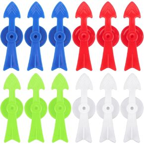 12pcs Arrow Game Spinners, Premium Plastic V-Shaped Board Game Spinners Replacement Pieces for Board Games Classroom Activities DIY Projects(Cyan, Blue, Red, White)