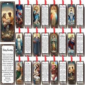 120 Pcs Catholic Bible Bookmarks Bulk Gifts Christian Religious Bookmarks Saints Jesus Virgin Mary Prayer Inspirational Gift Book Marker for Women Men Book Lover Student Teacher Sunday School