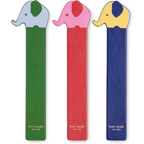 kate spade new york Novelty Bookmark Set of 3, Cute Leatherette Book Markers, Elephants