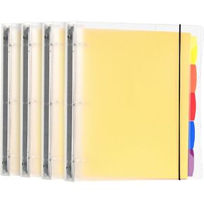 3-Ring Binders 1-inch with Pockets, Clear Flexible 1'' Binder with 5-Tab Dividers, Fits for 8.5 x 11'' Letter Size