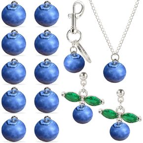 10Pcs 3D Blueberry Fruit Charms Bluberries Resin Charms for Jewelry Making Bracelet Earring Pendant for Women Cute Keychain Charm Ornaments DIY Bracelets Earrings Food Charm Pendants for Necklaces