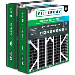 فلتر هواء Filterbuy 16x20x5 مزيل الرائحة MERV 8 (عبوة من قطعتين)، مرشحات هواء فرن HVAC AC مطوية مع الكربون المنشط لهنيويل ولينوكس والمزيد (الحجم الفعلي: 15.75 × 19.75 × 4.38 بوصة) in Kuwait