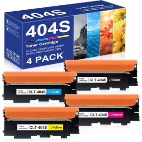 CLT-404S Compatible Toner Replacement for Samsung 404S CLT-K404S CLT-C404S CLT-M404S CLT-Y404S Toner Cartridges 4 Pack for c480fw c430w SL-C430W SL-C480FW SL-C480FN C480 SL-C482FW C483FW Printer