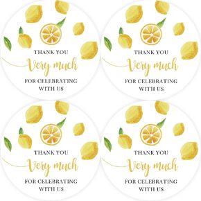 40pcs Lemon Thank You Favor Stickers, Lemon Favor Round Stickers for Bridal Shower, Sweet Summer Lemonade Thank You Labels for Wedding Party