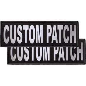 Dogline Custom Reflective Patch for Vest Harness Or Collar Customizable Text Personalized Patches with Hook Backing Name Service Dog in Training Emotional Support (2 Patches) - 2" x 6"