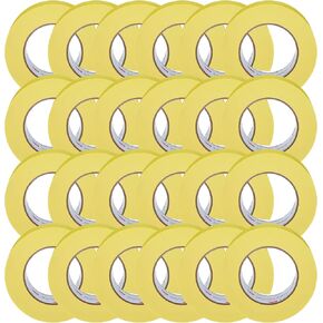 3M Automotive Refinish Masking Tape, 06656, 48 mm x 55 m, 24 Rolls – High-Performance Yellow Crepe Paper Tape for Precise Auto Painting and Detailing