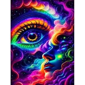 Huacan Diamond Painting Kits AB Diamond Art Kits for Adults,DIY Round Full Drill Colorful Starry Sky Gem Art Kits Rainbow Eyes Abstract Paint by Diamonds Handmade Gift Home Decor 11.81 * 15.74in