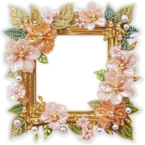 MXJSUA Pink Floral Special Shape Diamond Painting Picture Frame Kits for Table Home Decor, Acrylic Tabletop Display Photo Diamond Art Painting Frame Suitable for Photos within 7 Inches