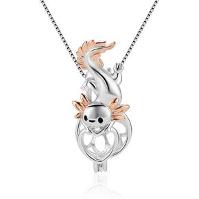 Pink Axolotl Cage Pendants for Pearl Jewelry Making Sterling Silver, Design Pearl Cage Pendants for Women