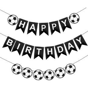 Soccer Birthday Banner, Soccer Party Decorations, Black and White, 6x8 Inches, Standard Banner, Indoor/Outdoor, RM Team Name