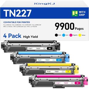 TN227 Toner Cartridge Set 4-Pack Black Color Replacement for Brother TN-227 TN223 Compatible with HL-L3270CDW HL-L3210CW MFC-L3770CDW HL-L3290CDW MFC-L3750CDW L3710CW HL-L3230CDW L3230CDN Printer Ink