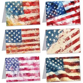 Patriotic Greeting Cards 4th of July Cards with Envelopes Independence Day Party Favor American Flag Notes Election Campaign Supplies 24Pcs