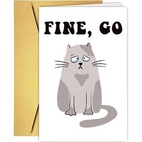 Funny Cat Leaving Goodbye Farewell Card Gift for Coworkers Friend, New Job Retirement Good Luck Goodbay Card, Humor 2025 Graduation Gift for Friend Classmate, Neighbors Moving