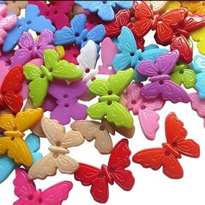 AKOAK 50 Pcs 2-Hole Plastic Buttons, Colored Butterfly Buttons, Great Sewing, DIY Craft Project Decor, Scrapbook Weaving,Clothes and Hats Accessories (Heart)