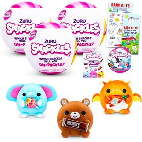 Zuru Snackles Mystery Toy Set for Kids - Bundle with 3 Snackles Series 1 Mystery Balls with Stickers, More | Zuru Blind Balls for Boys, Girls