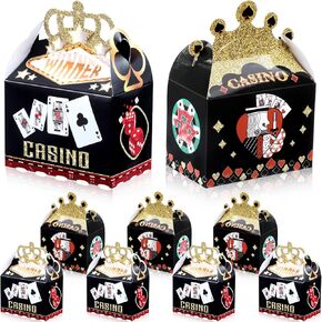 Zonon 40 Pcs Casino Boxes for Party Favors Casino Theme Party Decorations Las Vegas Theme Crown Poker Gift Bags for Las Vegas Game Night Supplies