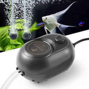 FEDOUR 2.5W 4W 6W Aquarium Air Pump, Powerful Adjustable Fish Tank Oxygen Pump for up to 300Gallon Fish and Turtle Tank, Quiet Aquarium Air Bubbler (2.5W for up to100gallon)