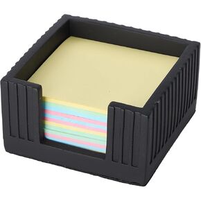 Modern Concrete Sticky Note Holder for Desk - 3.6 x 3.6 Inch Aesthetic Post it Note Holder Dispenser - Fluted Minimalist Self Stick Note Pad Holder - Cement Sticky Note Dispenser -Black