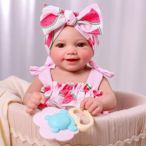 BABESIDE Lifelike Reborn Baby Dolls Sunny - 17 Inches Realistic Baby Doll with Soft Vinyl Full Body, Smiling Newborn Real Life Reborn Doll Girl with Gift Box for Kids Age 3+