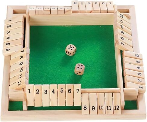 Shut The Box Game 12 Numbers, Shut The Box Dice Game Wooden Board Table Close The Box 2-4 Player 2 Dices Classics Close The Box Board Game for Adults Kids, Family Classroom Home or Bar in Saudi Arabia